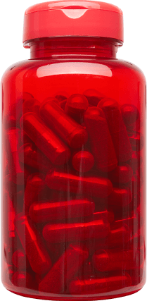 rote pet flasche mit cherrypure kapseln